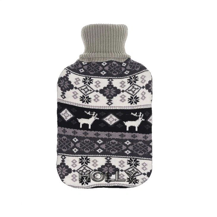 Reindeer Pattern Knitted Hot Water Bottle Cover